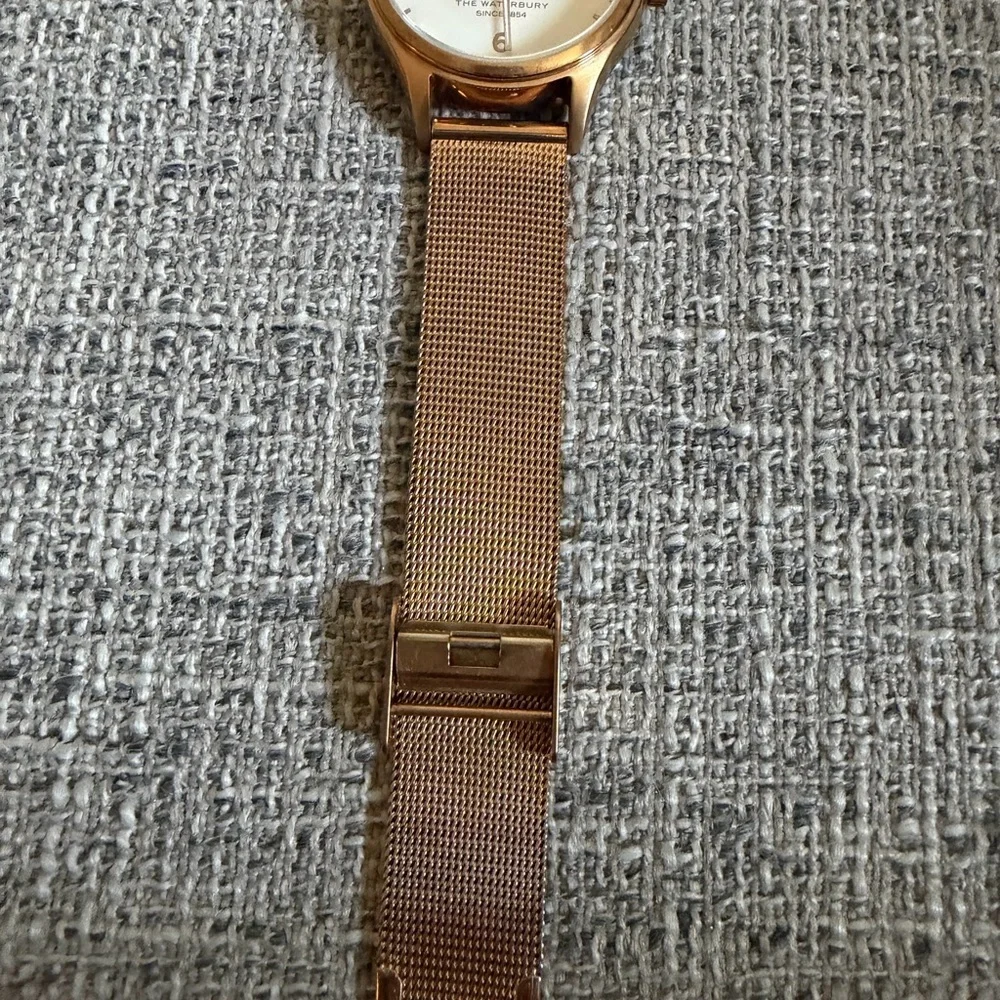 Timex Rose Gold Tone Mesh Band Watch with White Dial